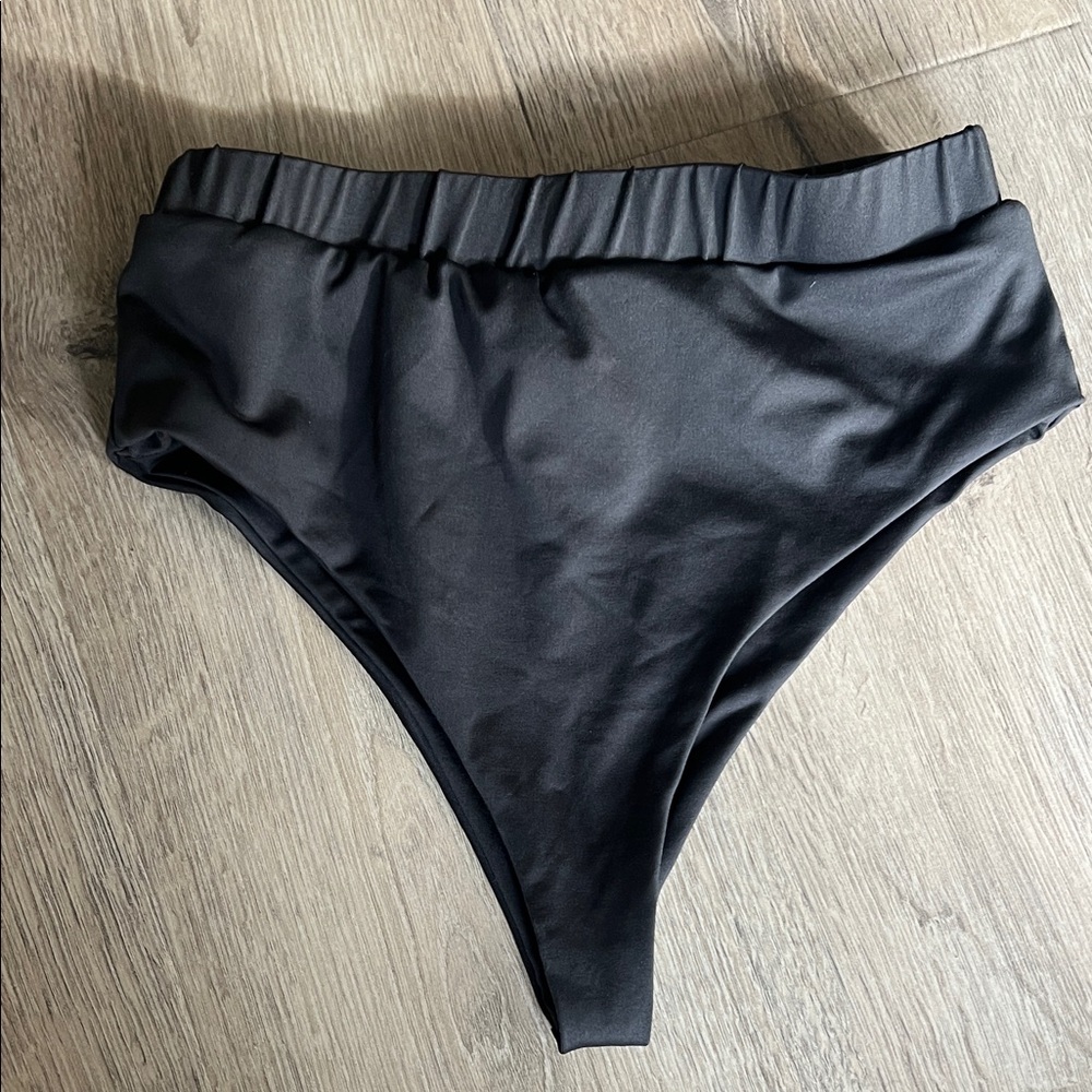 Kittenish High-Waist charcoal Bikini Bottom